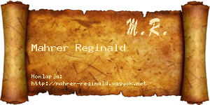 Mahrer Reginald névjegykártya